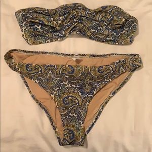 J. Crew paisley strapless bikini